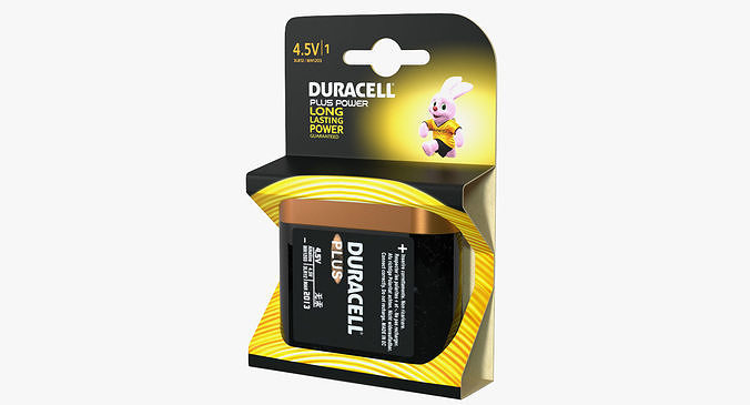 Duracell Plus Power Battery Alkaline 4-5 Volt Pack 3D model