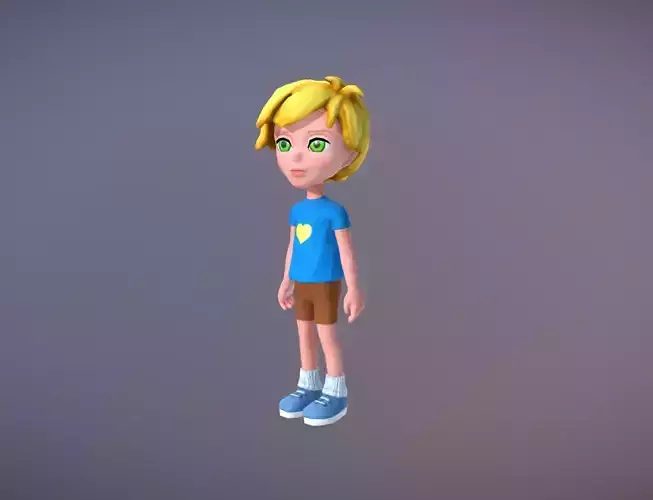 Kid Yellow Low-poly 3D model