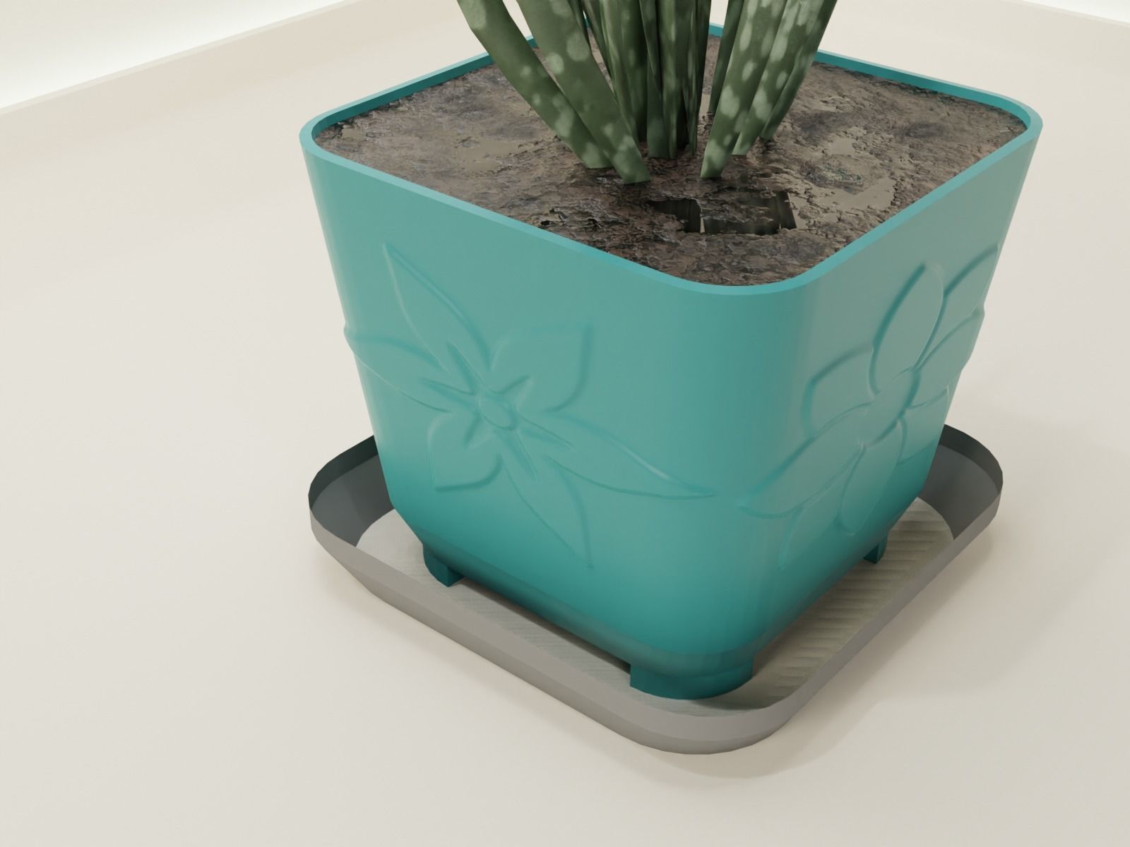 plant pot with drain 65 3D print model_7