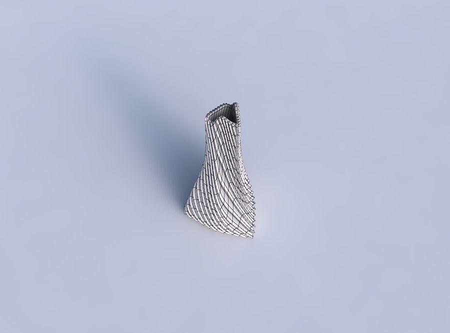 Vase grounded triangle with bent extruded lines 3 3D print model_6