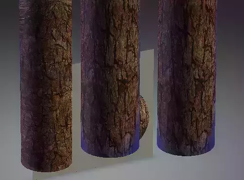 3d forest set of three wooden pillars