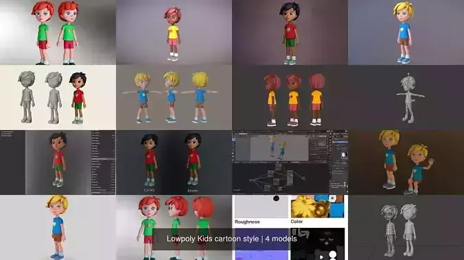 Lowpoly Kids cartoon style