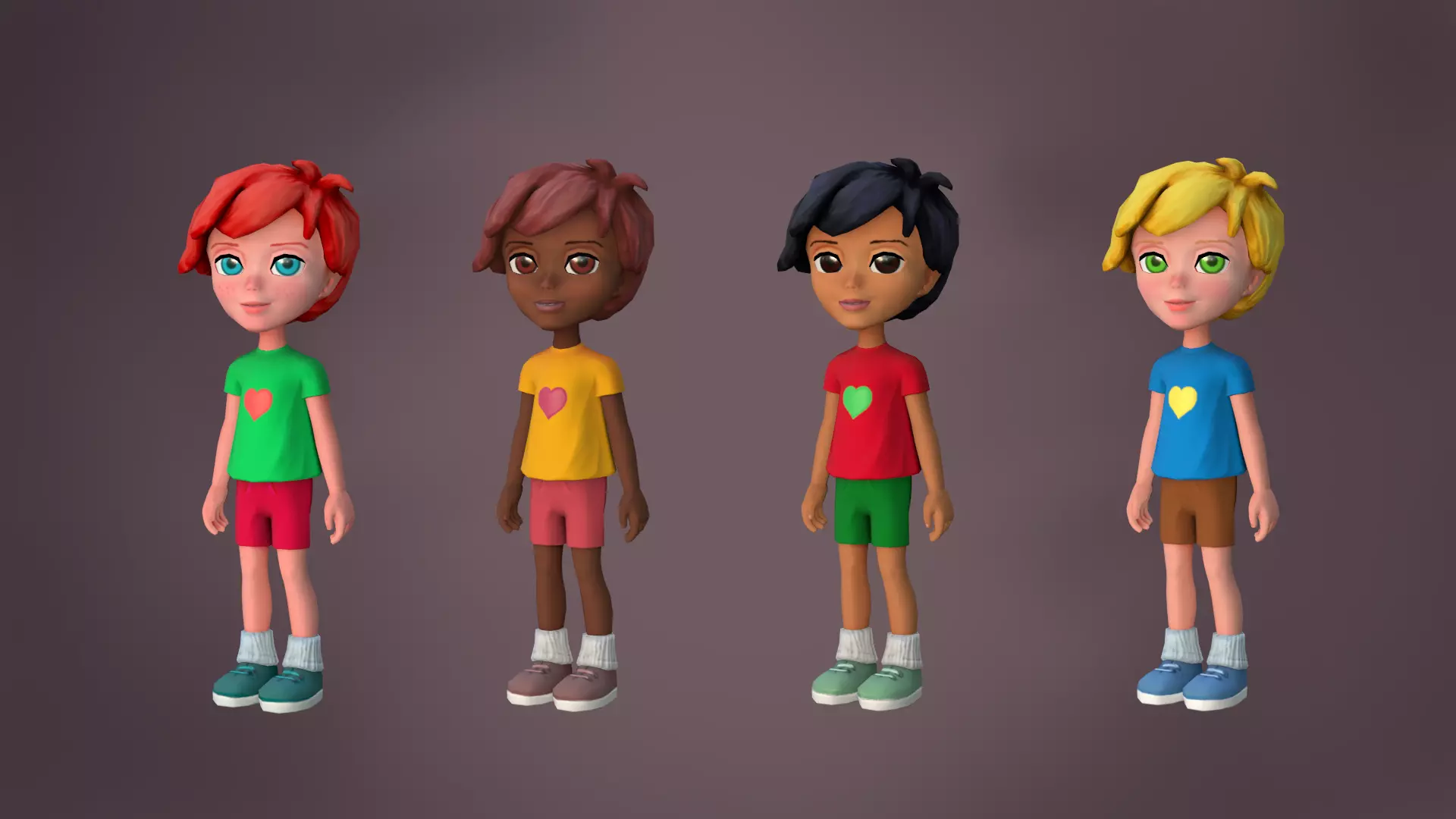 Lowpoly Kids cartoon style 3D Model Collection_0