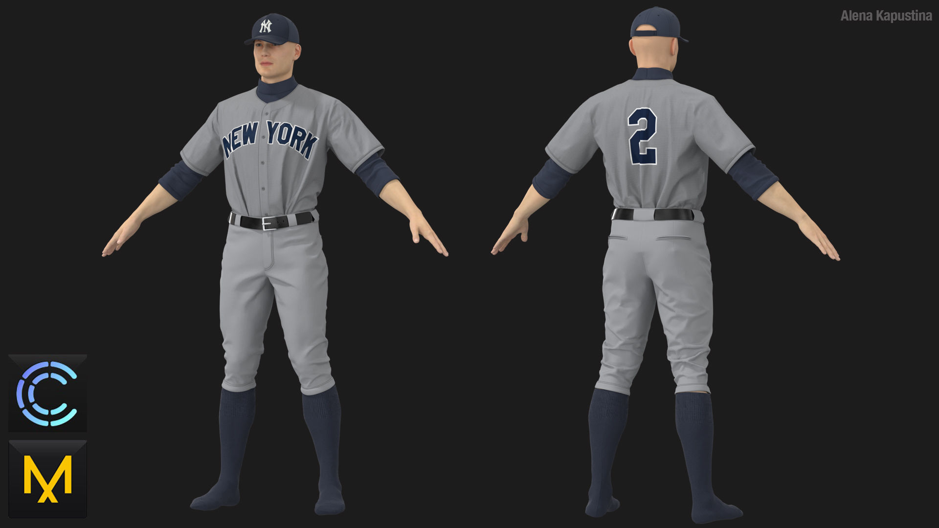 Baseball uniform  Marvelous Designer project 3D model_3