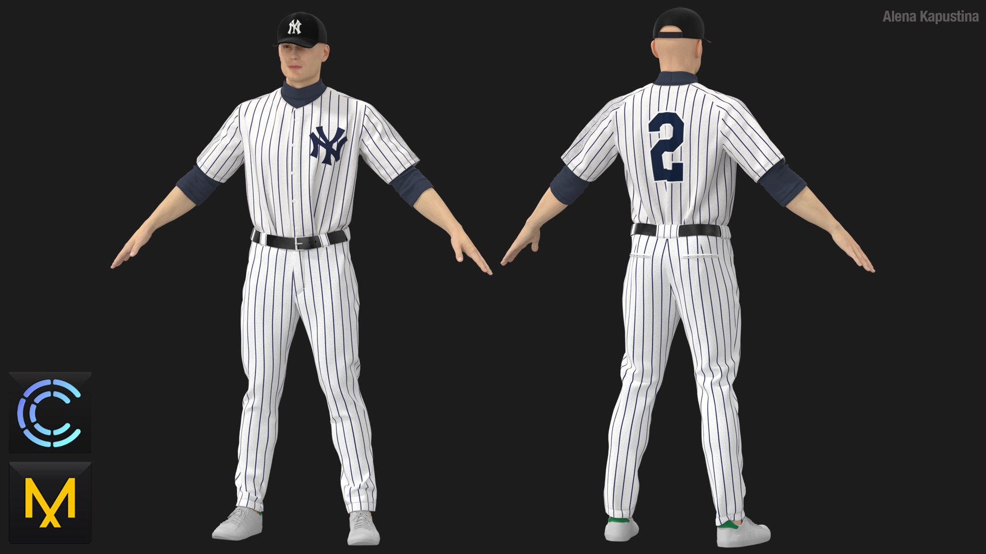 Baseball uniform  Marvelous Designer project 3D model_2