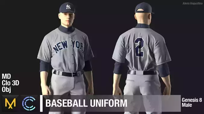 Baseball uniform  Marvelous Designer project 3D model