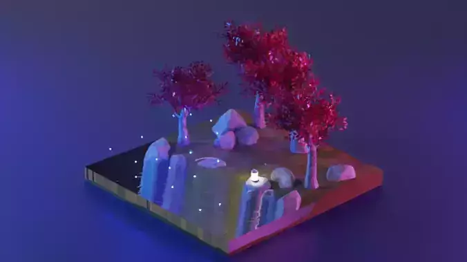 Isometric 3D Forest Model With Textures