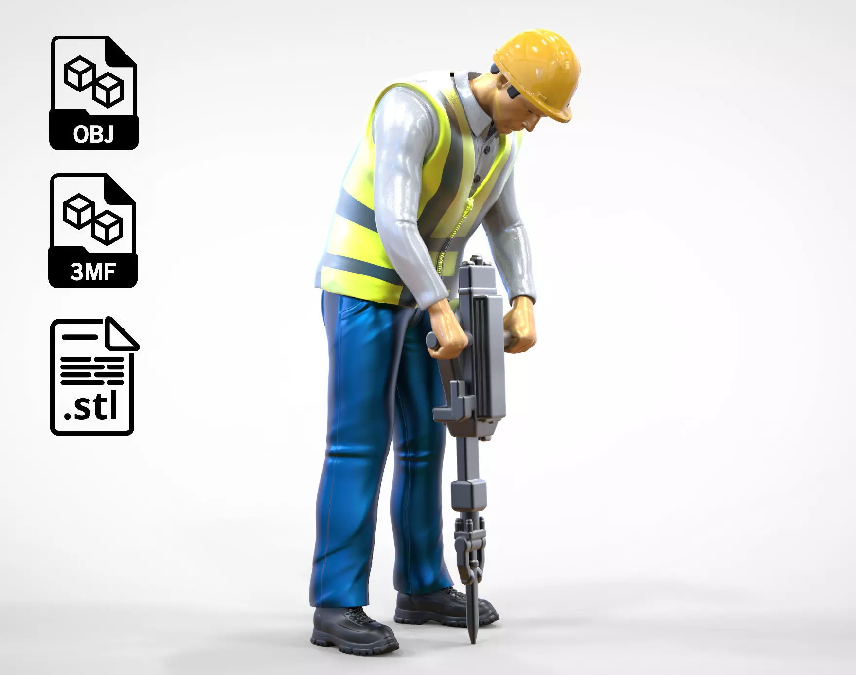 N1 Road Worker with Electric hammer 3D print model_0