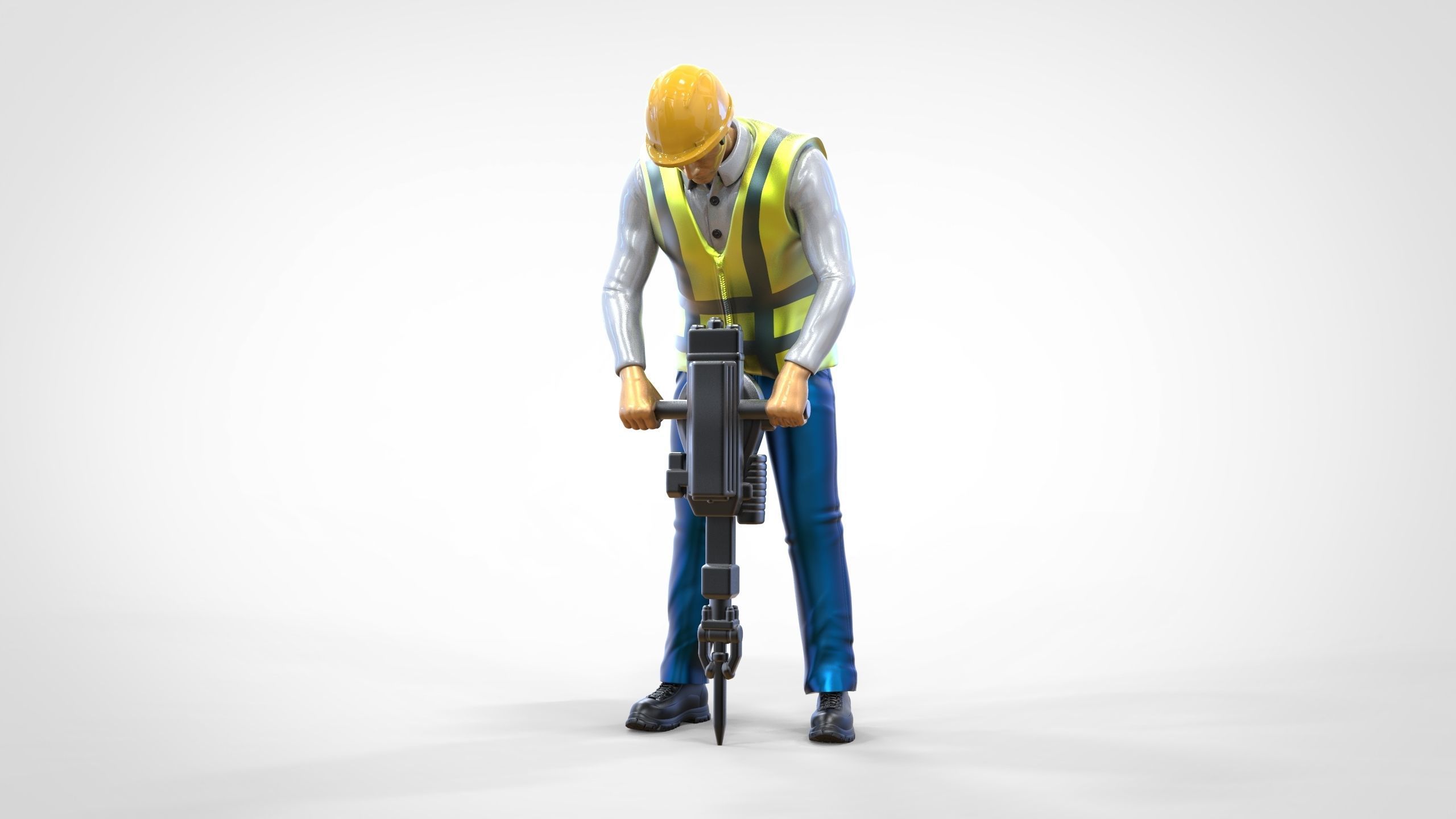 N1 Road Worker with Electric hammer 3D print model_15