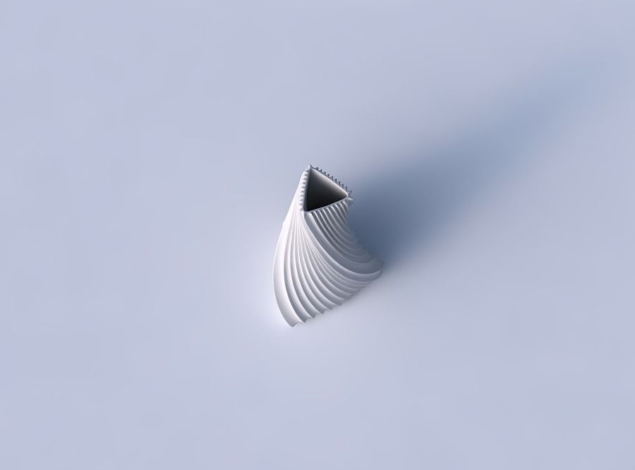 Vase grounded triangle with bent extruded lines 3D print model_2