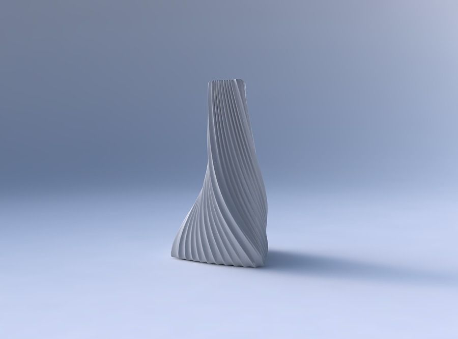 Vase grounded triangle with bent extruded lines 3D print model_4