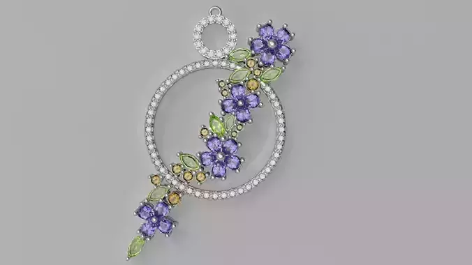 Bouquet pendant with flowers and diamonds