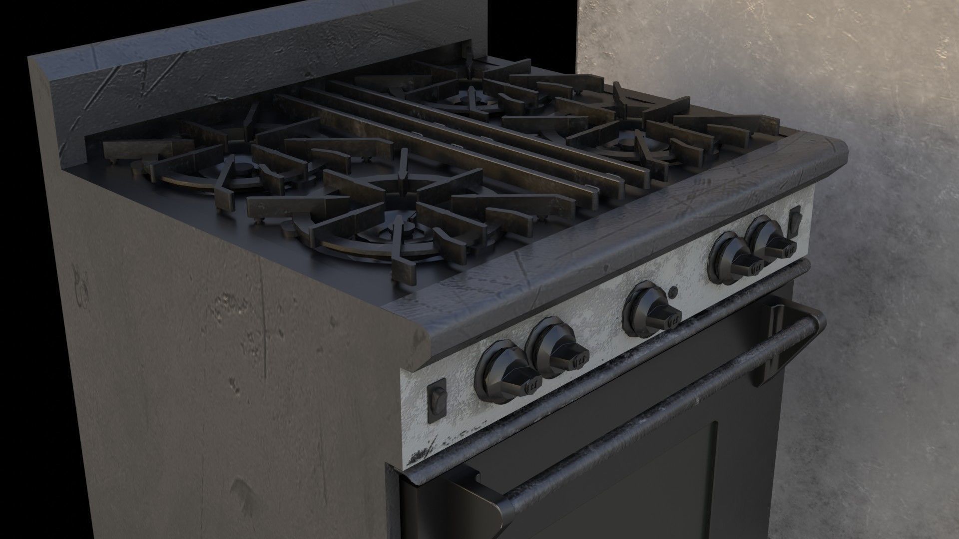 Rusty kitchen appliances  3D model_1