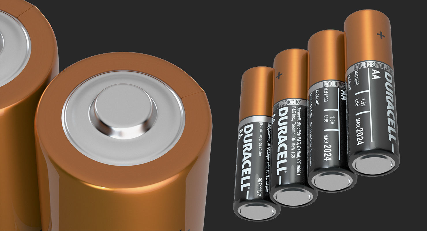 AA Duracell CopperTop Alkaline Four Batteries 3D model_2