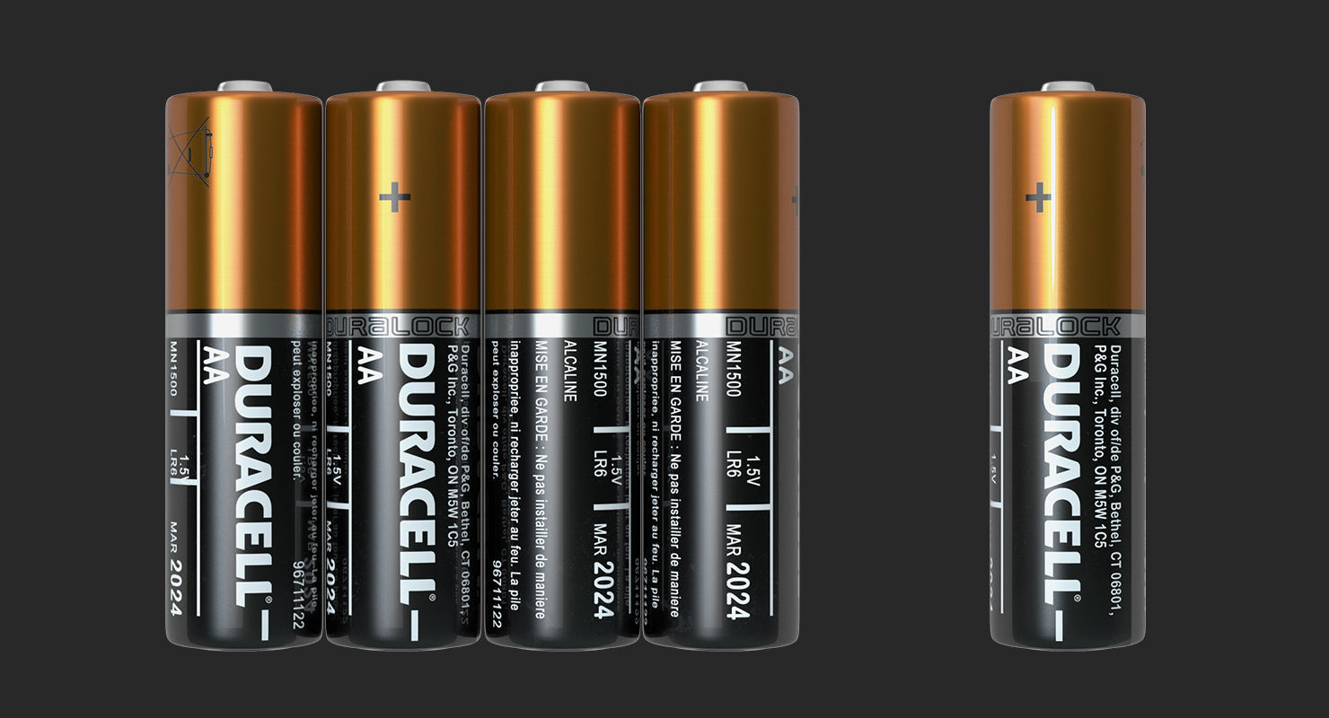 AA Duracell CopperTop Alkaline Four Batteries 3D model_3