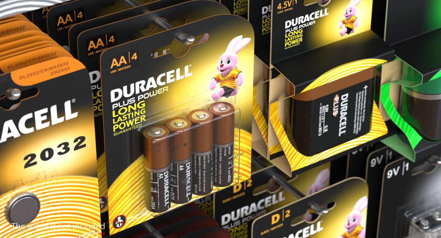 AA Duracell CopperTop Alkaline Four Batteries 3D model_1