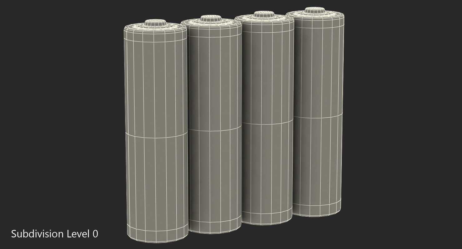 AA Duracell CopperTop Alkaline Four Batteries 3D model_6