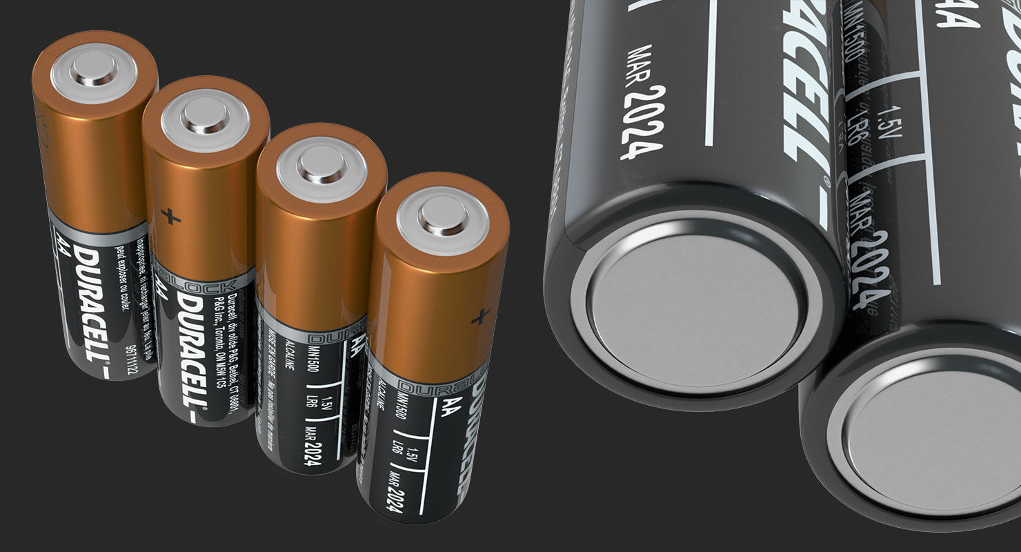 AA Duracell CopperTop Alkaline Four Batteries 3D model_4