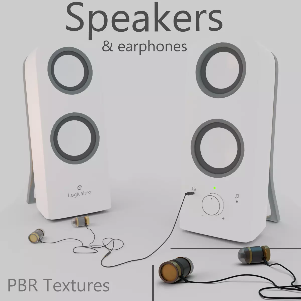 PBR Highpoly Speakers and earphones 3D model_0