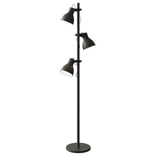 HEKTAR Floor lamp with 3 lamps dark gray 3D model