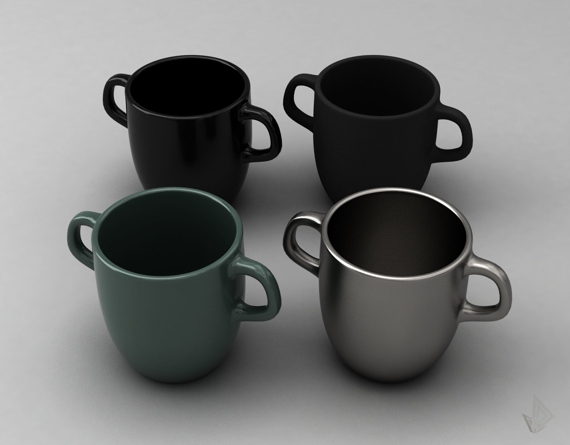 CUP---007 cup with two handles 3D print model_2