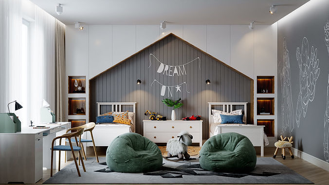 Kids Bedroom Interior 3D Scene in 3ds Max Corona Renderer 3D model