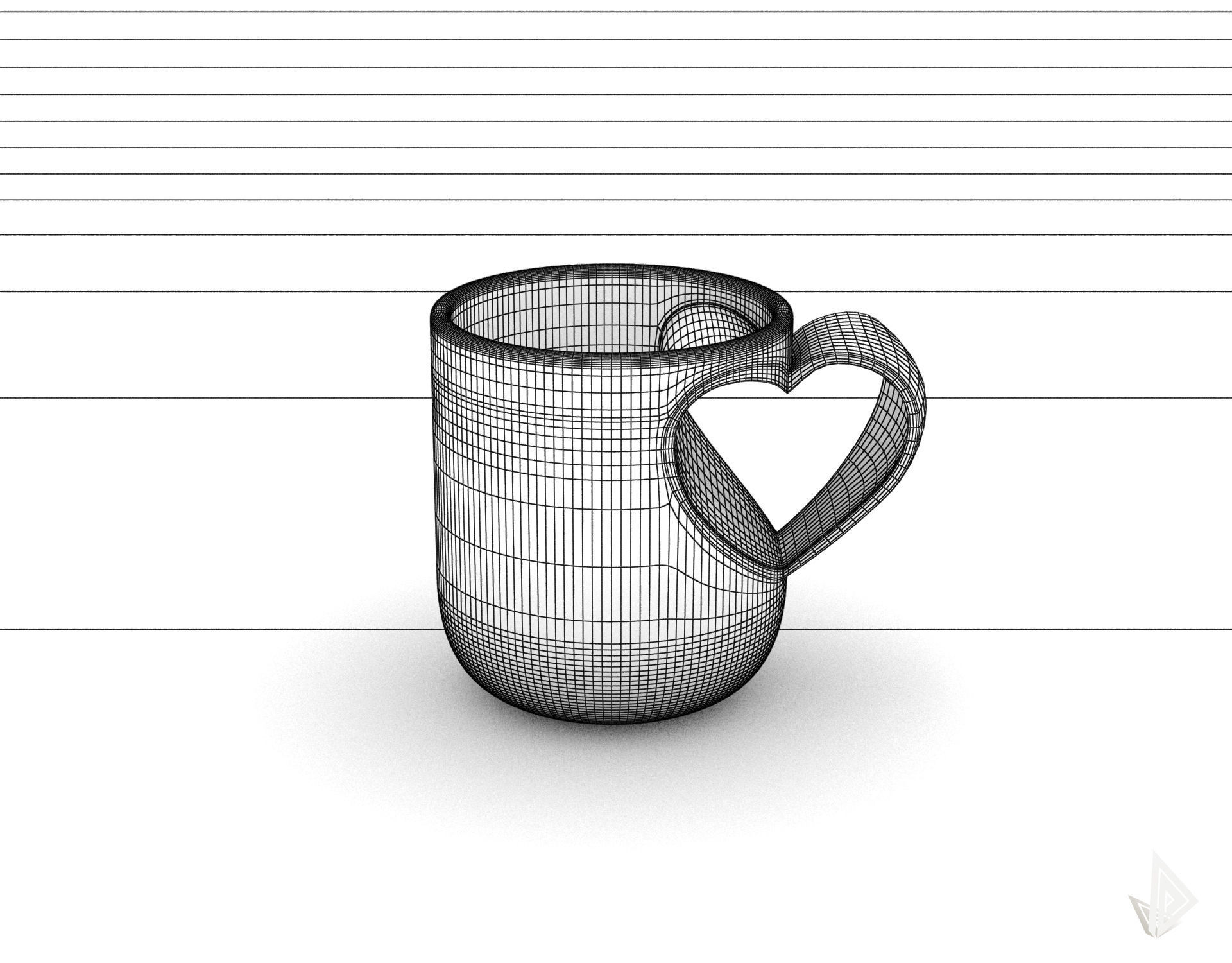 CUP---010 coffee mug with heart shape 3D print model_24