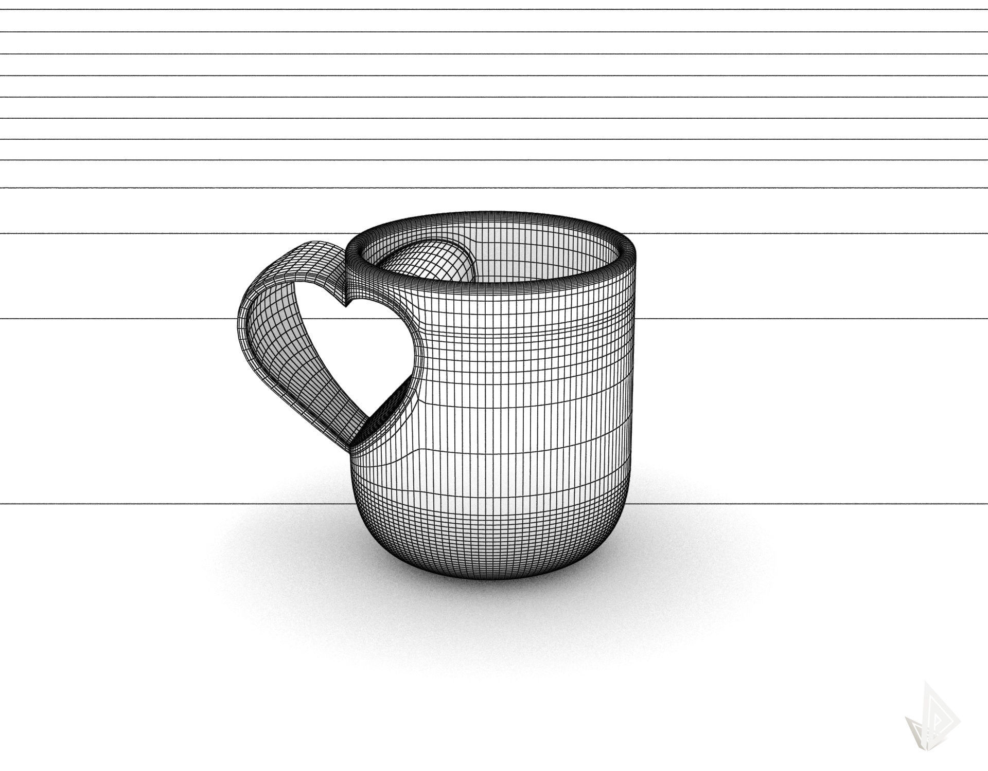 CUP---010 coffee mug with heart shape 3D print model_32