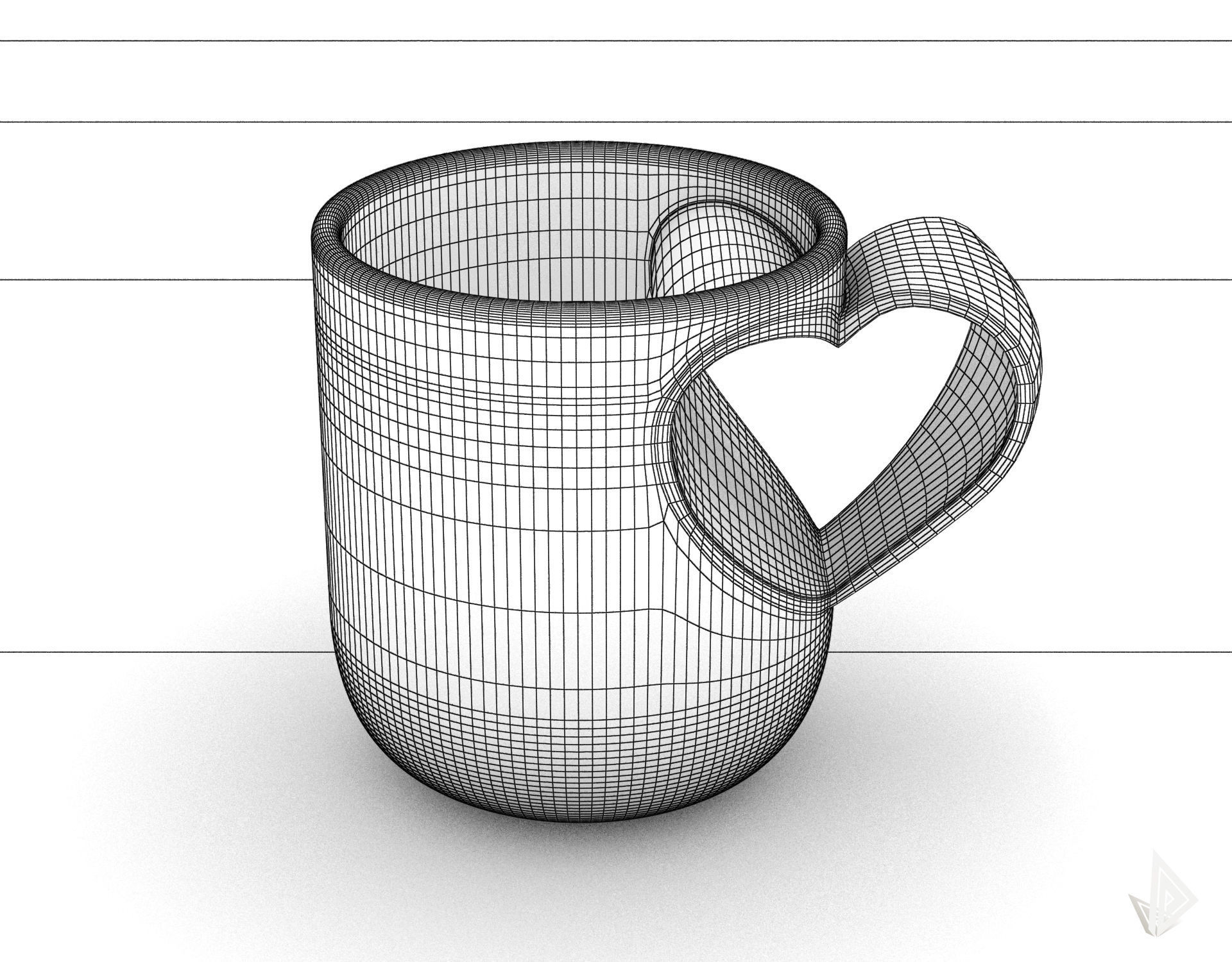 CUP---010 coffee mug with heart shape 3D print model_22