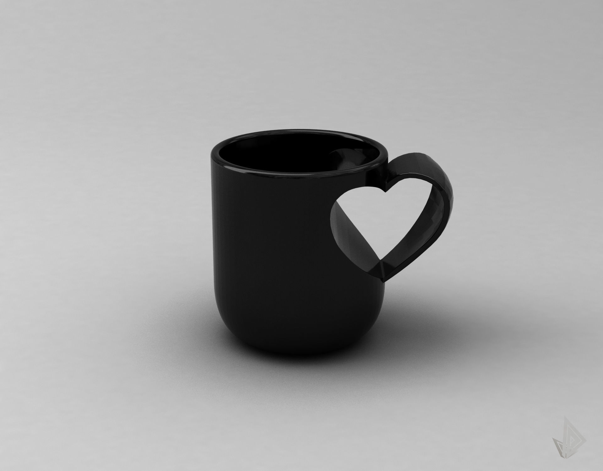 CUP---010 coffee mug with heart shape 3D print model_3