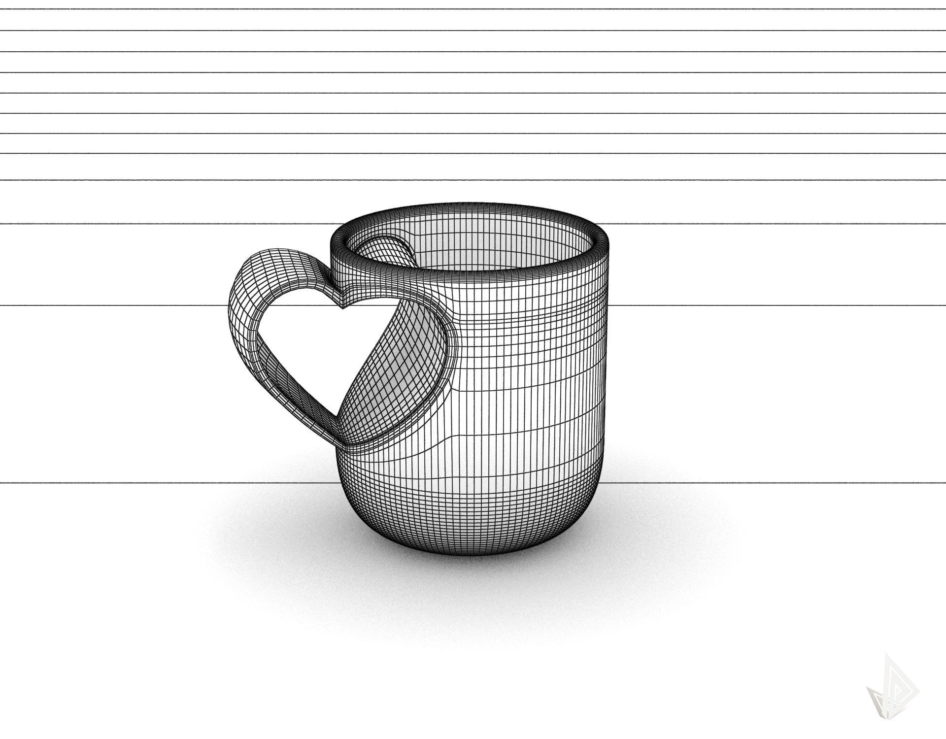 CUP---010 coffee mug with heart shape 3D print model_33