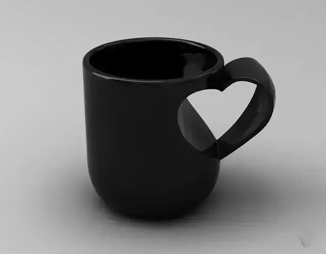 CUP---010 coffee mug with heart shape 3D print model