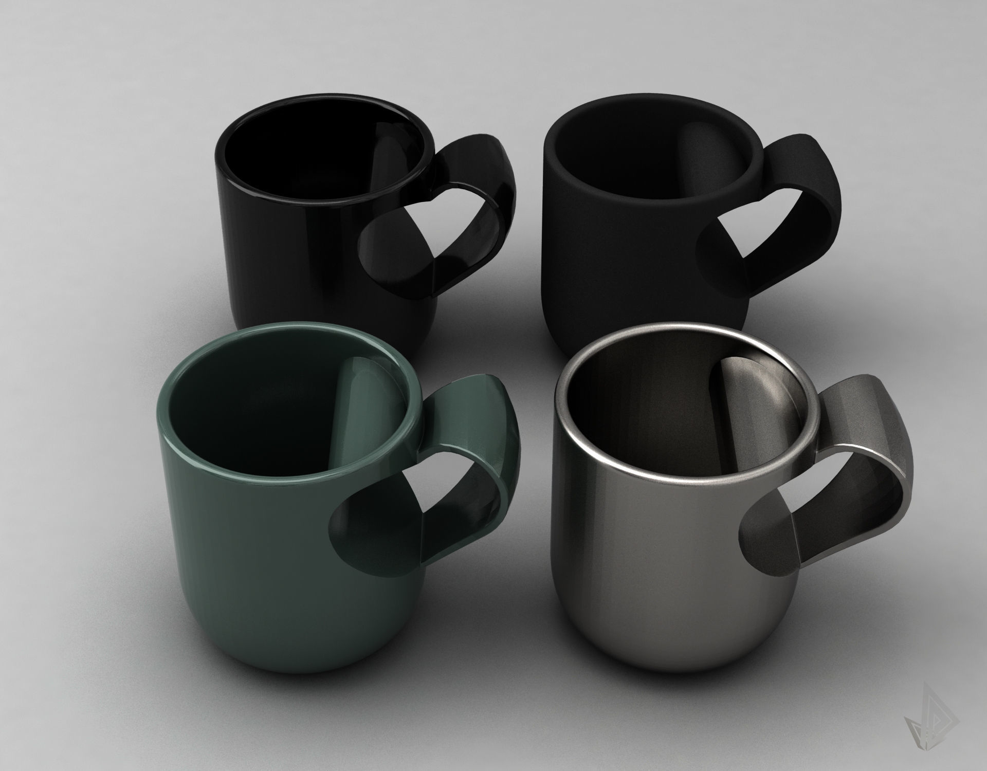 CUP---010 coffee mug with heart shape 3D print model_2