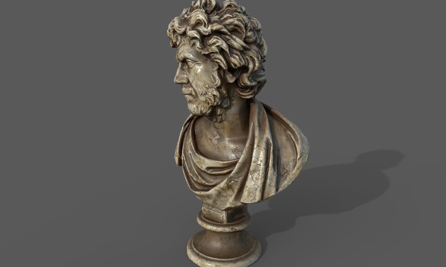 Male Bust  Low-poly 3D model_10