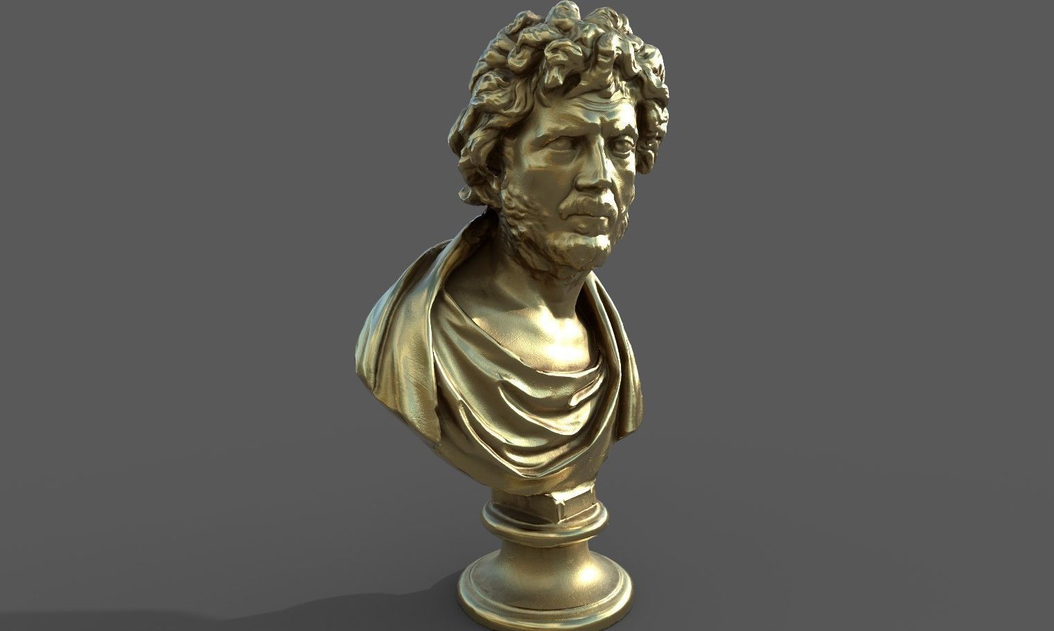 Male Bust  Low-poly 3D model_31