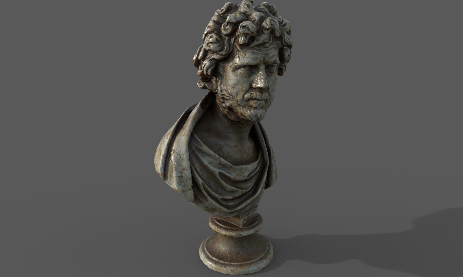 Male Bust  Low-poly 3D model_14