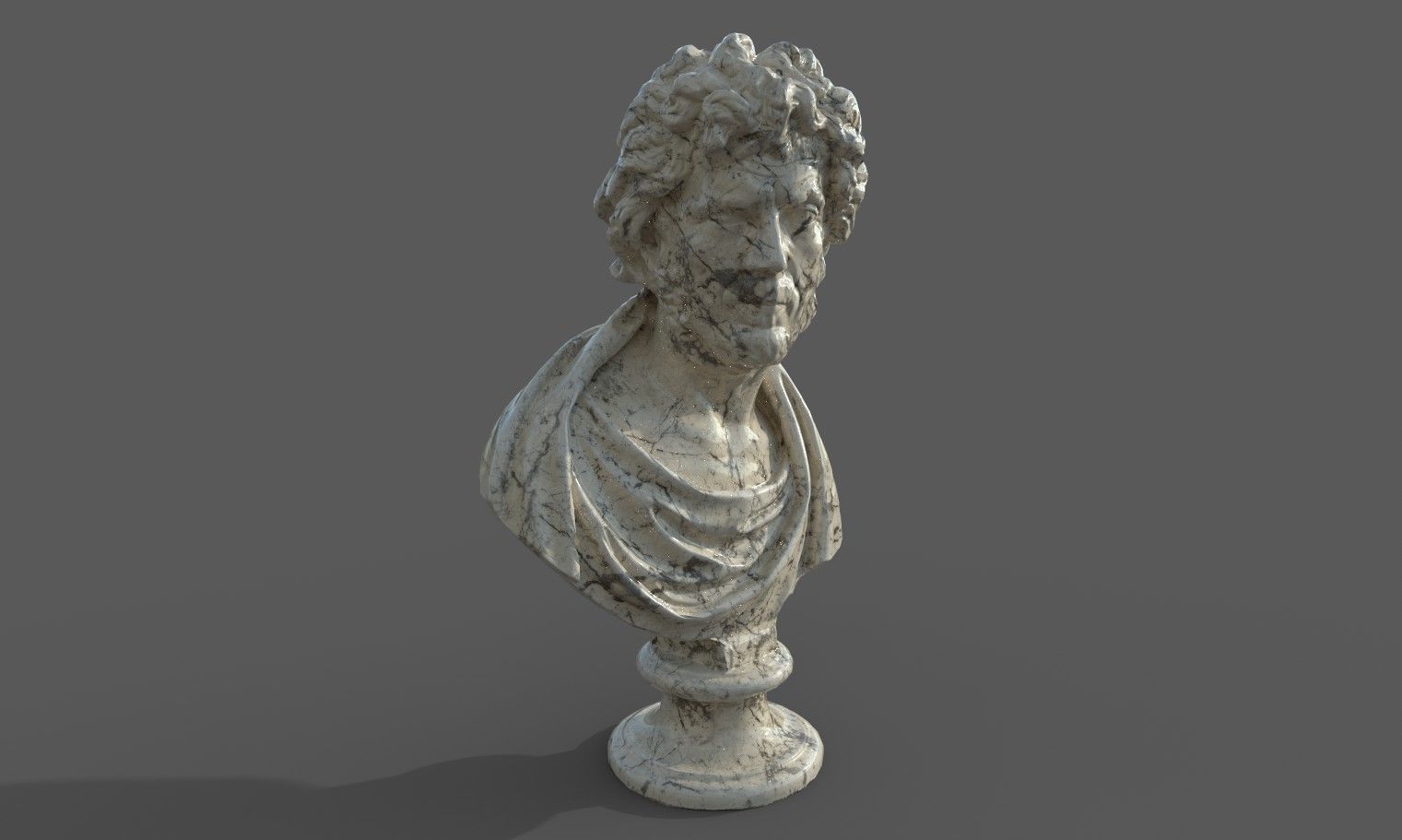 Male Bust  Low-poly 3D model_21
