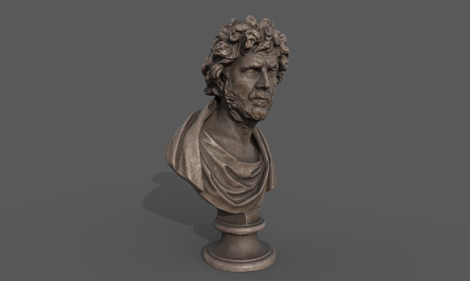 Male Bust  Low-poly 3D model_4