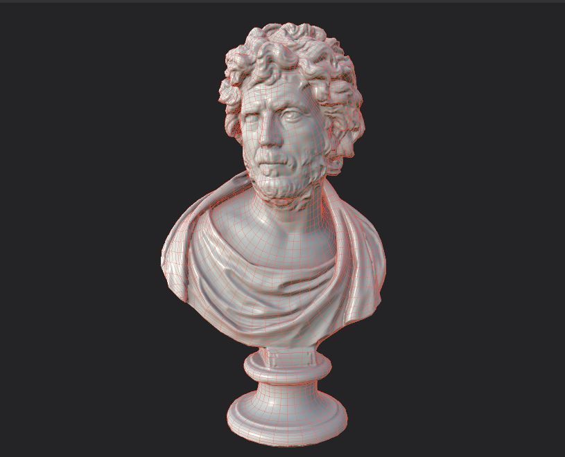 Male Bust  Low-poly 3D model_36