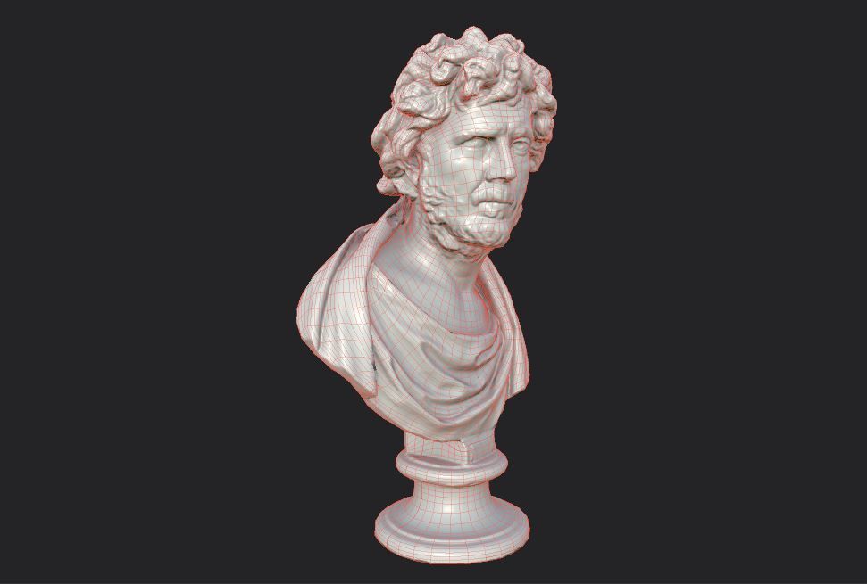 Male Bust  Low-poly 3D model_37