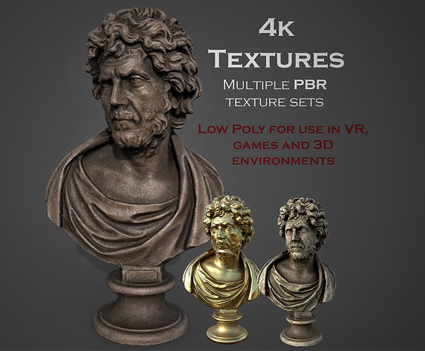 Male Bust  Low-poly 3D model