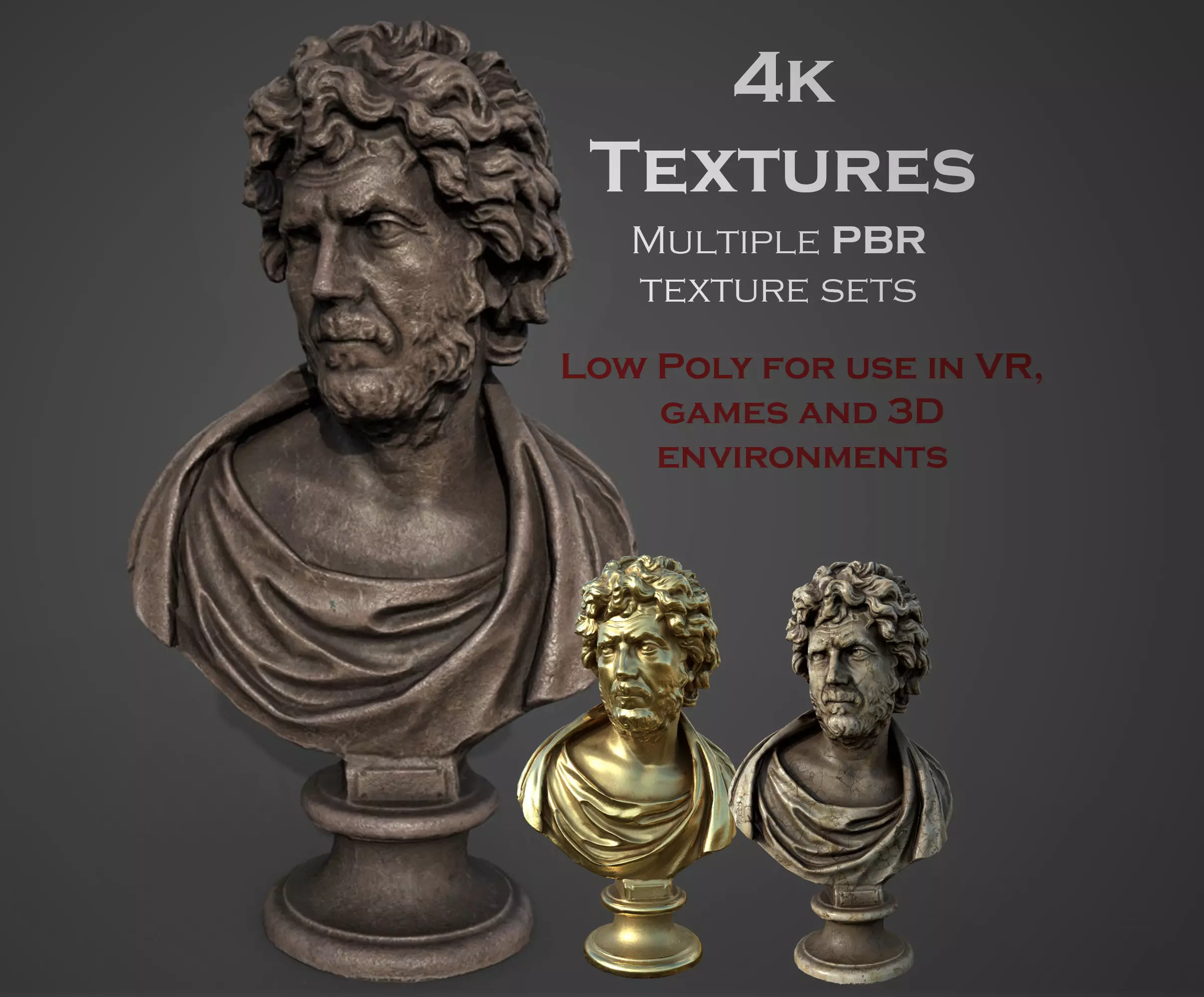 Male Bust  Low-poly 3D model_0