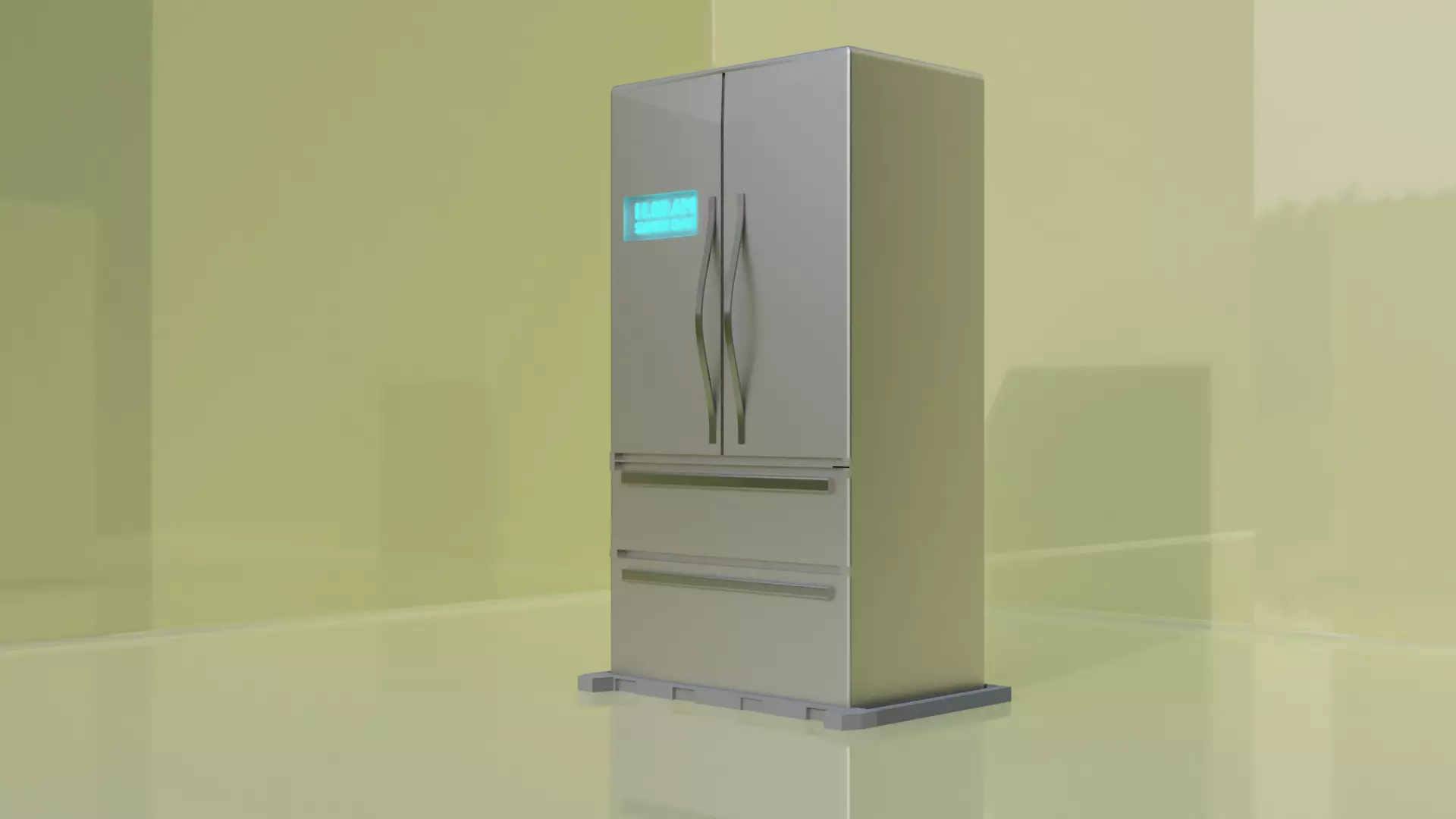 Fridge 3d model refrigerator with walls Free 3D model_0