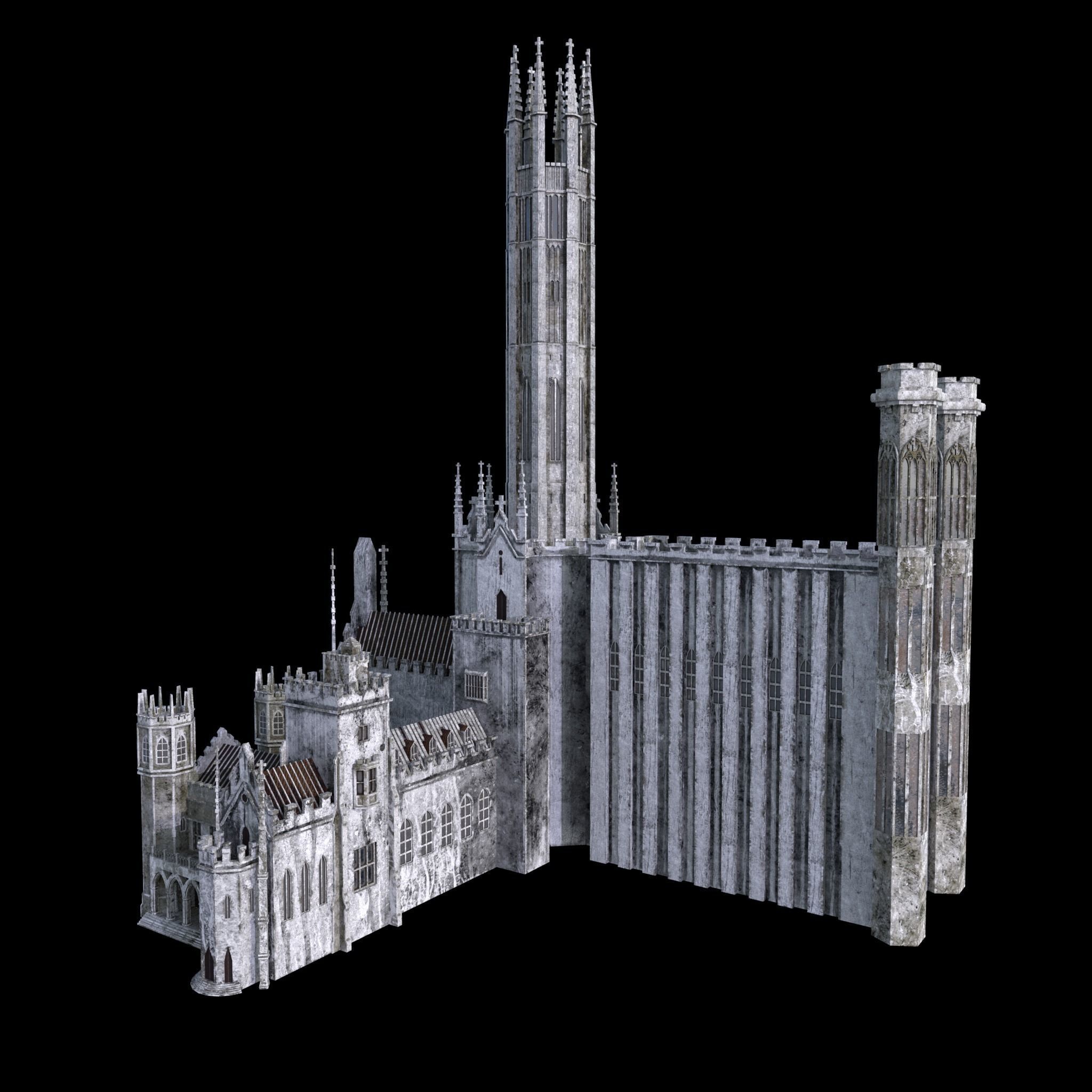 Gothic Castle Fonthill Abbey Ruins 3D model_7