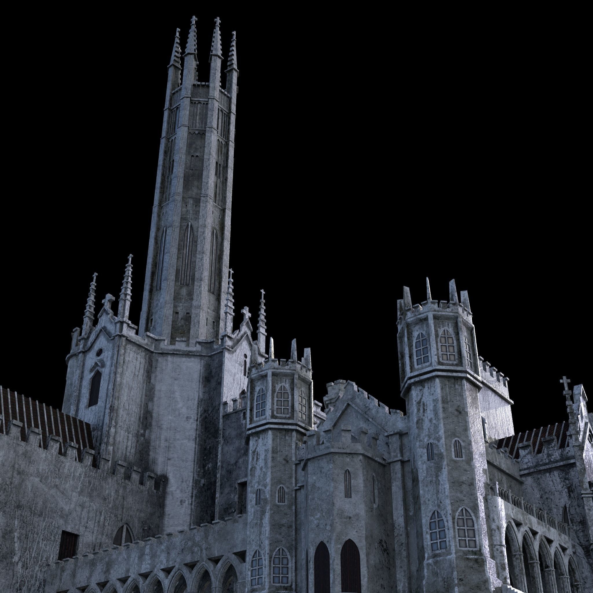 Gothic Castle Fonthill Abbey Ruins 3D model_2