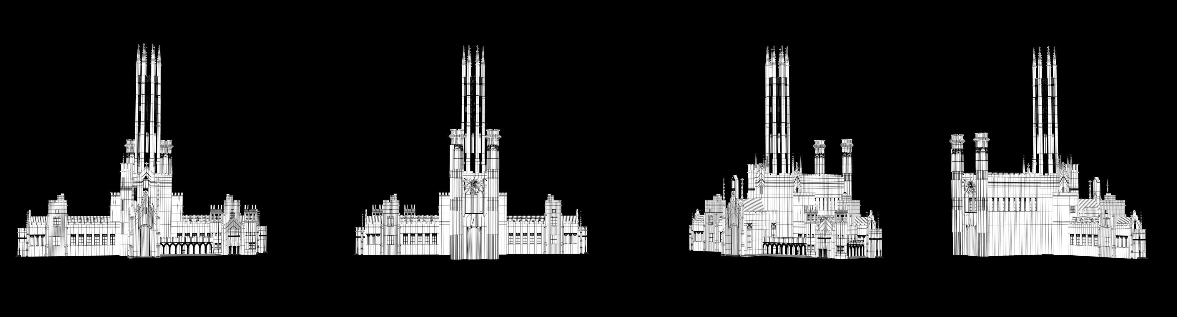 Gothic Castle Fonthill Abbey Ruins 3D model_8