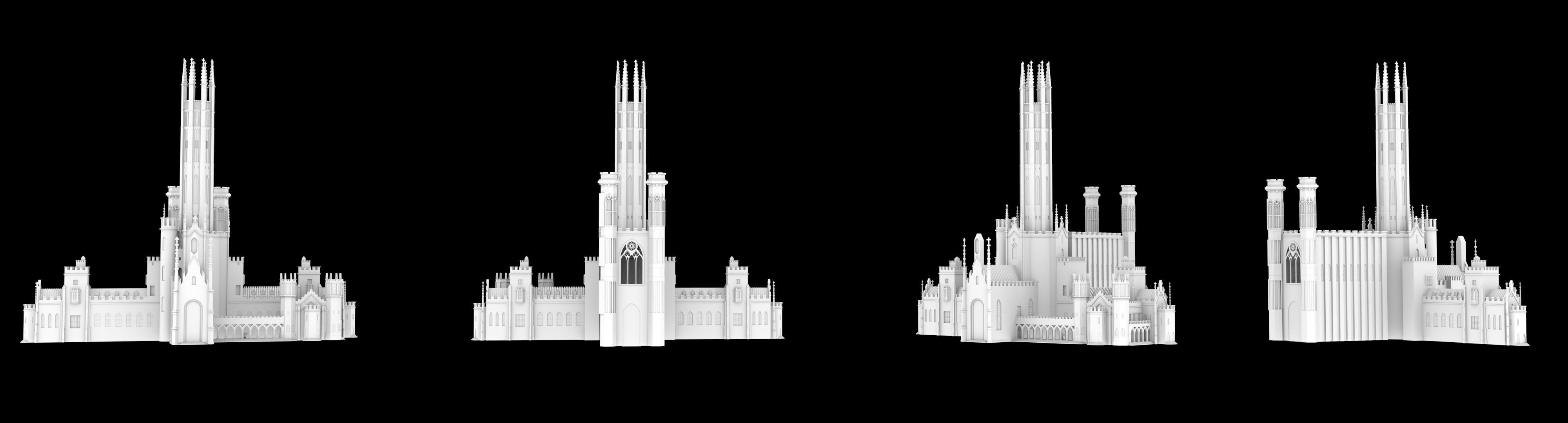 Gothic Castle Fonthill Abbey Ruins 3D model_4