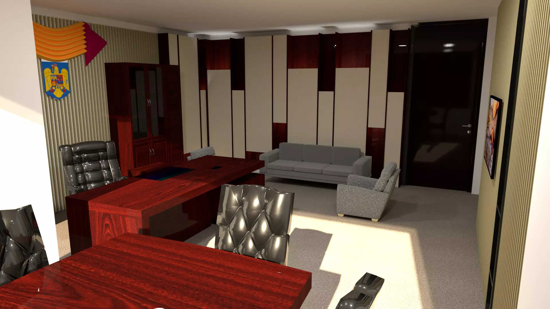 office with desk and chairs Free 3D model_0