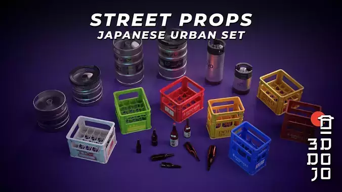 Street Props - Japanese Urban Set 3D Model Collection