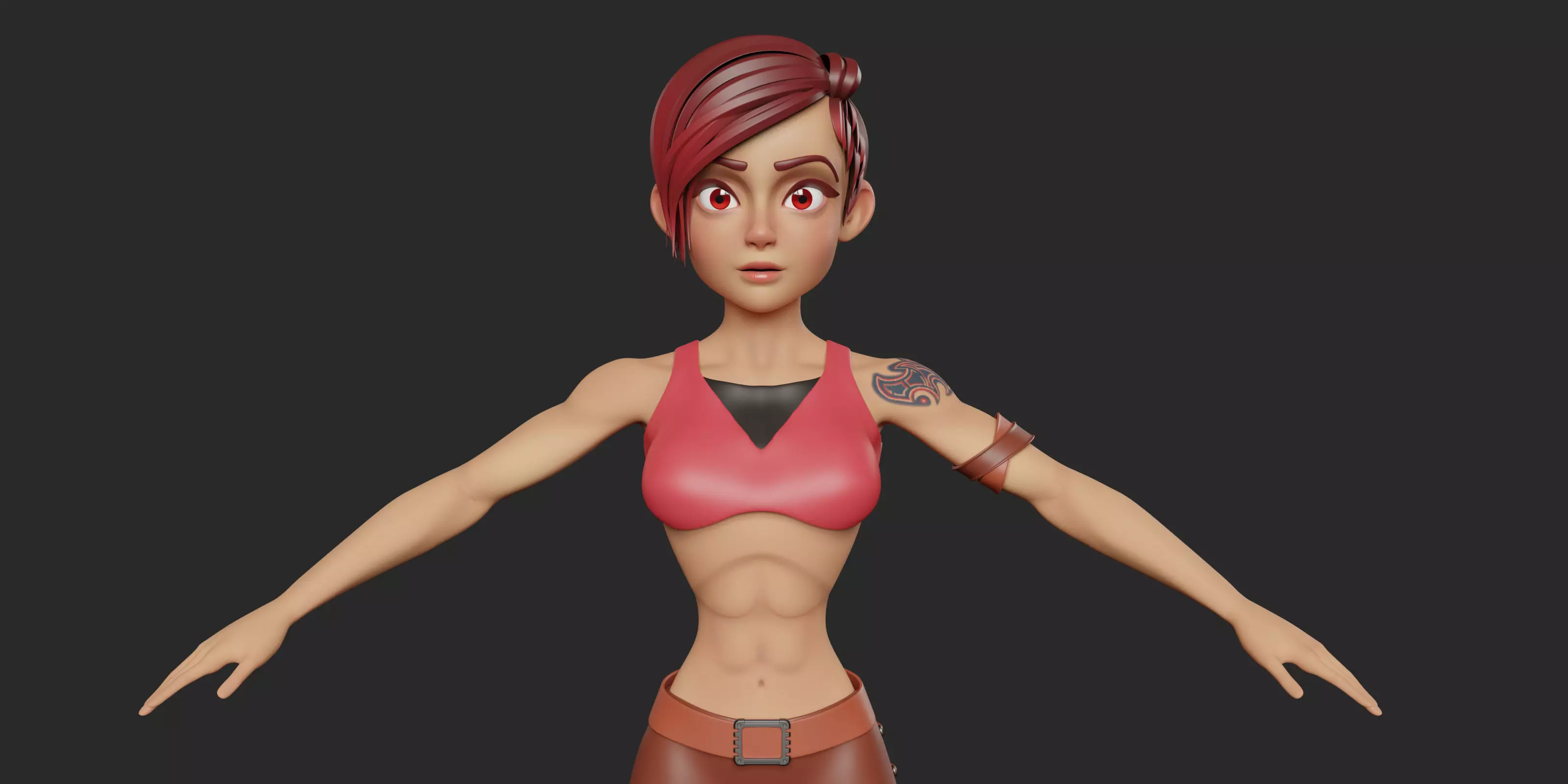Stylized Character Girl - Rinna - Blender Cycles and Eevee 3D model_0